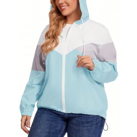 Plus Size Raincoat, Women Water Resistant Rain Jacket, Packable, Outdoor Hooded Windbreaker For Women