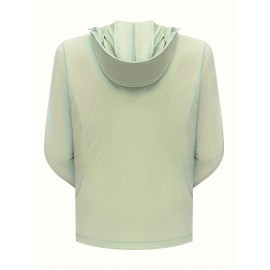 Women's Plus Size Solid Lightweight Hooded Sports Jacket, Spring/Summer, Pockets