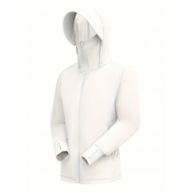 Women's Plus Size Solid Lightweight Hooded Sports Jacket, Spring/Summer, Pockets