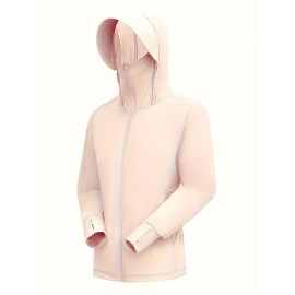 Women's Plus Size Solid Lightweight Hooded Sports Jacket, Spring/Summer, Pockets