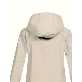 Plus Size Plush Lined Hooded Coat, Warm Long Sleeve Zipper Coat for Winter, Casual Women's Clothing