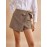 1pc Sexy Houndstooth Print Knotted Side Wrap Shorts, Woven Polyester, Versatile for Spring/Summer/Fall
